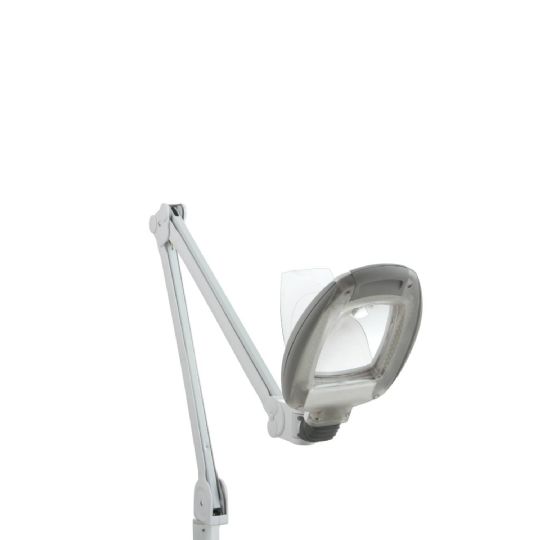 Silver fox led magnifying lamp with adjustable arm and clear lens