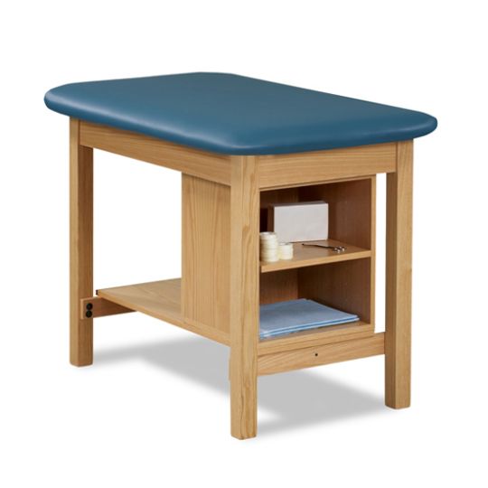 Clinton Athletic Sports Medicine Wood Taping Table with Bottom Shelf and Storage Compartment
