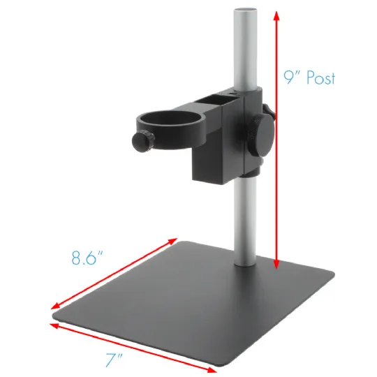 Adjustable microscope stand with 9-inch post and sturdy base