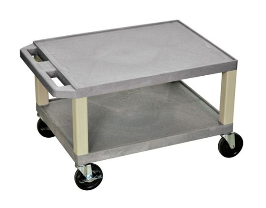 Gray 16 Inch Two Shelf AV Push Cart