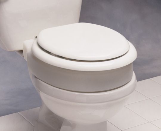 Elongated Hinged Elevated Toilet Seat Closed