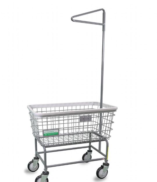 Antimicrobial Large Capacity Laundry Cart with Single Pole Rack