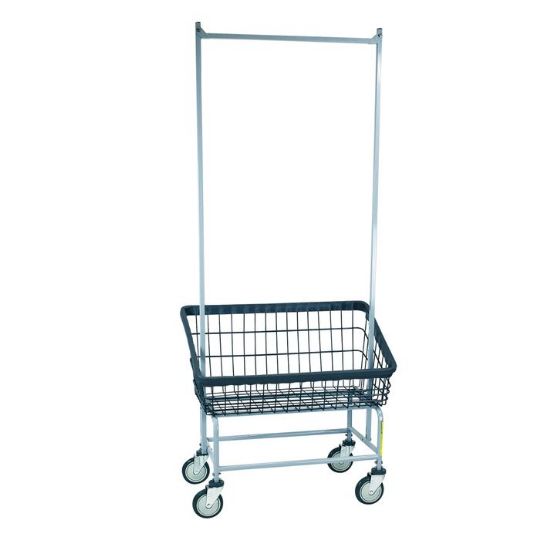 Large Capacity Front Load Laundry Cart with Double Pole Rack
