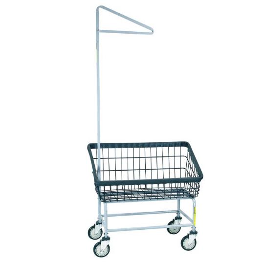 Large Capacity Front Load Laundry Cart with Single Pole Rack