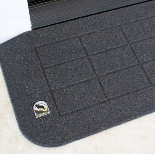 A StoneCap coating with ceramic coated quartz crystals provides excellent slip resistance, making the BigHorn Wheelchair Safety Ramp very safe. (Shown in Antique Bronze)