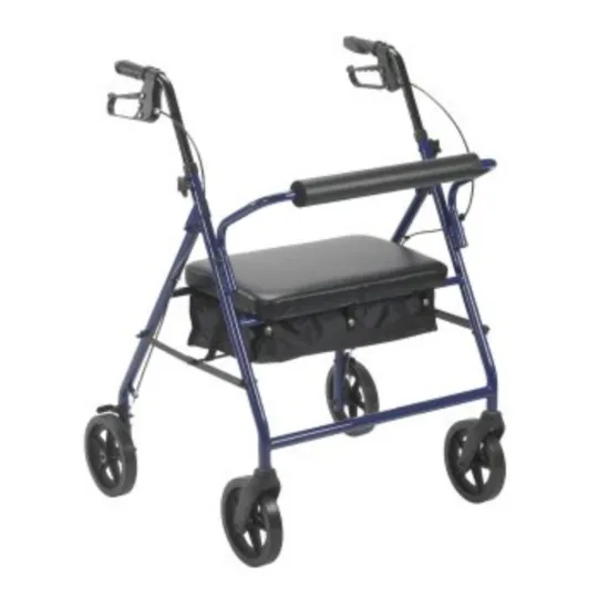 Blue McKesson Bariatric Four Wheel Rollator with Folding Steel Frame