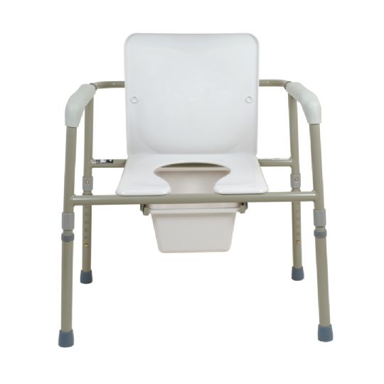 Front View of the Three-In-One Raised Toilet Seat, Safety Frame, and Bedside Commode 