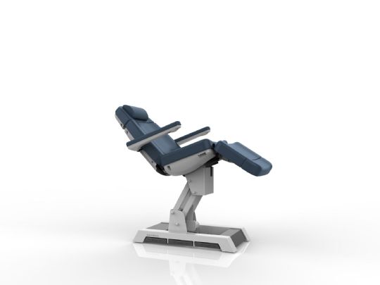 Silver fox 2220d facial bed and exam chair in a reclined position, showcasing adjustable features