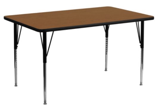 Classroom Activity Table - Large 24 in x 60 in Rectangular with HP Laminate Top - Oak