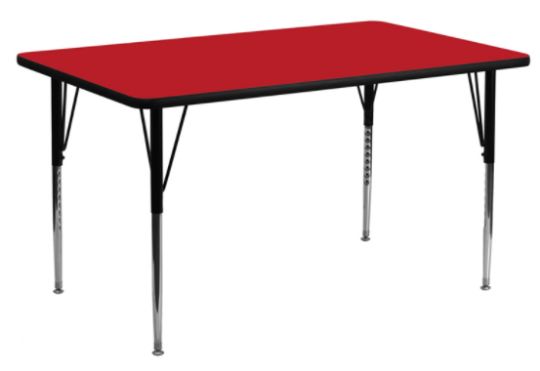 Classroom Activity Table - Large 24 in x 60 in Rectangular with HP Laminate Top - Red