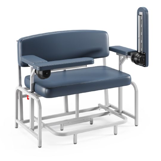 Winco Harmony Bariatric Blood Drawing Chair in Blueridge Upholstery with Dual L-Arms and Optional Footrest
