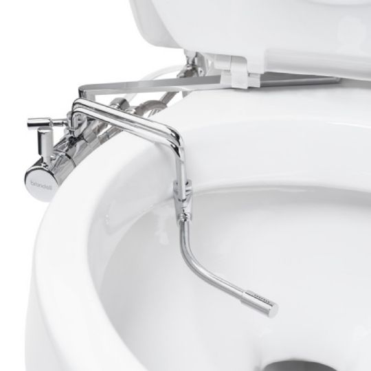 Side-mounted chrome bidet attachment with adjustable spray nozzle