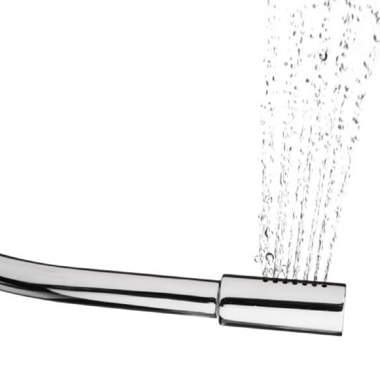 Chrome bidet nozzle with adjustable spray in action