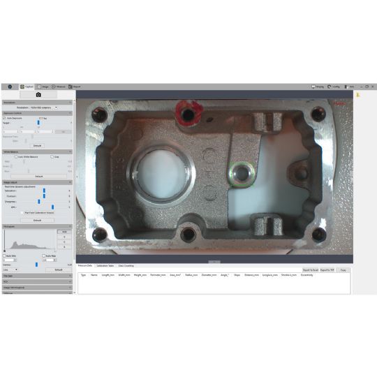 Inspection interface showcasing measurement tools and image clarity using the Mighty Cam Pro