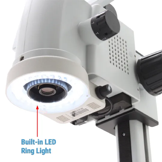 Built-in LED ring light for enhanced illumination on Aven MicroVue Digital Microscope