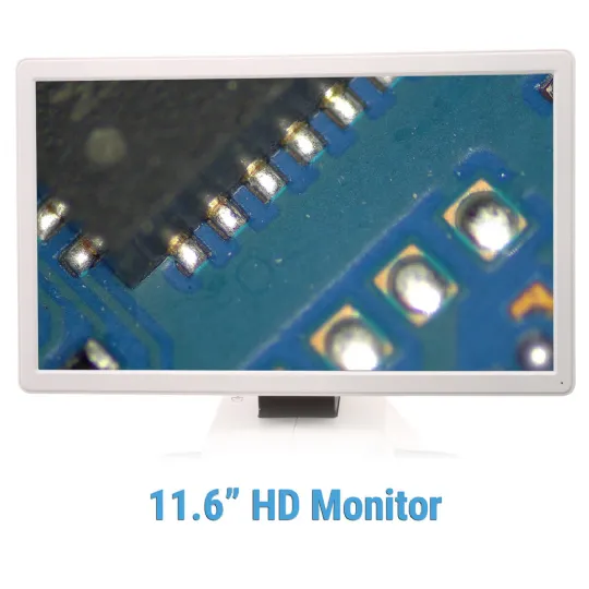 11.6-inch HD monitor displaying crisp and detailed magnification from Aven MicroVue Digital Microscope