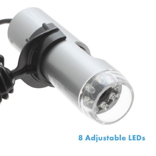 8 adjustable LEDs for optimal illumination with the Mighty Scope v2