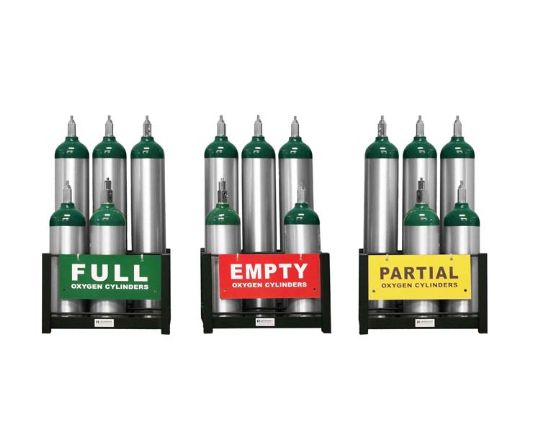 Full-Empty-Partial Compliance Sign Set for Oxygen Cylinders (Cylinders and Holders not Included)