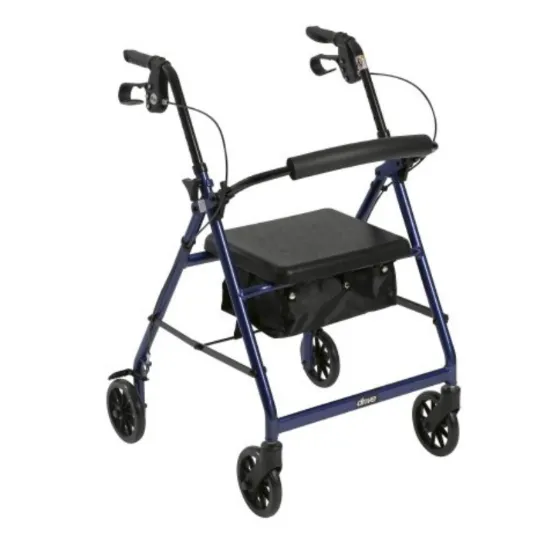 Blue McKesson Four Wheel Rollator with Folding Aluminum Frame