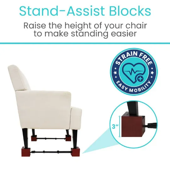 Stand-Assist Blocks for Easy Chair Height Adjustment and Mobility