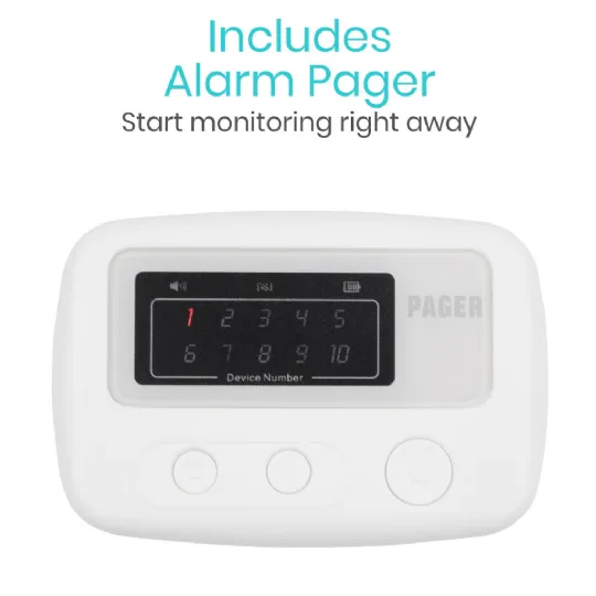 Includes alarm pager for instant and easy monitoring