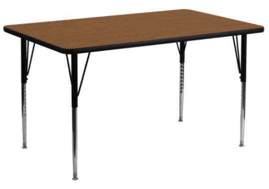 Classroom Activity Table - Large 30 in x 60 in Rectangular with HP Laminate Top - Oak Wood Grain