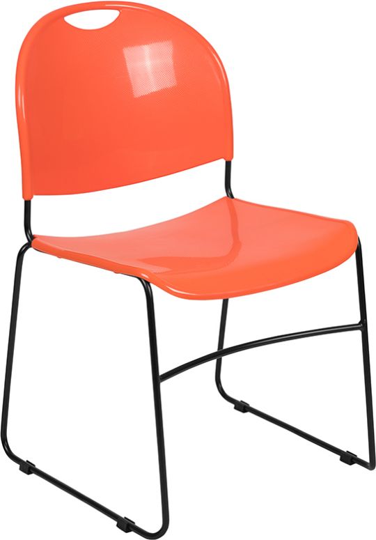 An orange seat with a black frame is shown above