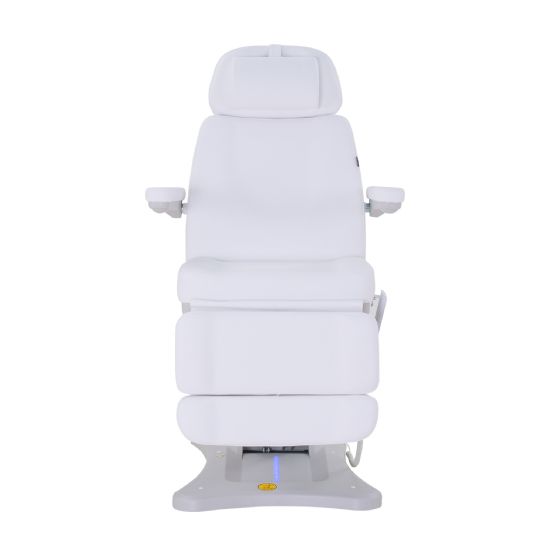 Front view of the electric facial spa chair with adjustable headrest and armrests