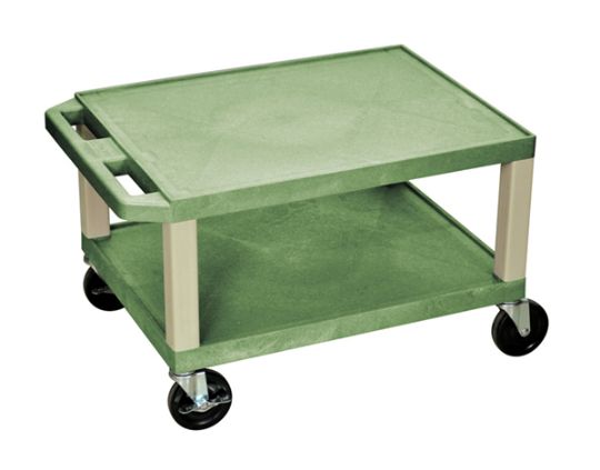 Green 16 Inch Two Shelf AV Push Cart