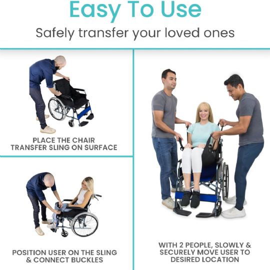 Easy-to-use Chair Transfer Sling - Securely transfer loved ones in three simple steps