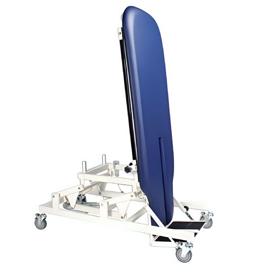 Dual motors enable both tilting the patient upright and adjusting the table height for the caregiver.