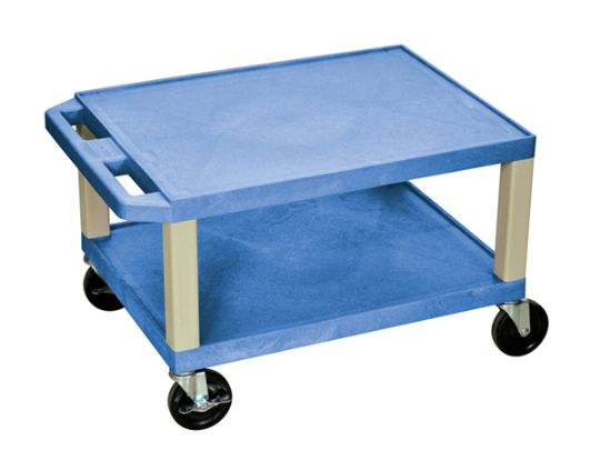 Blue 16 Inch Two Shelf AV Push Cart