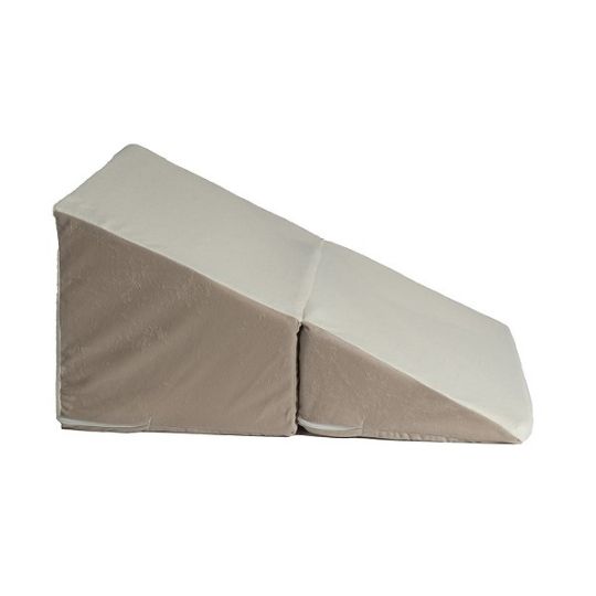 Inclined foldable bed wedge pillow with washable beige cover for supportive elevation