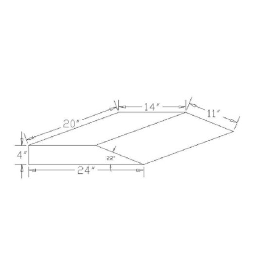 Dimensions diagram of a 4-inch leg wedge pillow