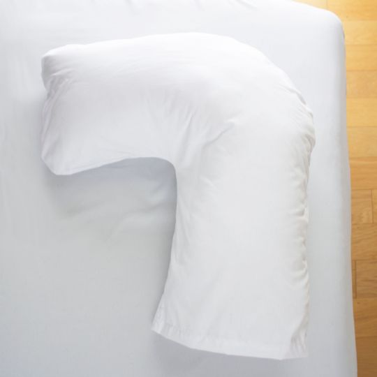 L-shaped dmi hugg-a-pillow designed for full-body support and comfort