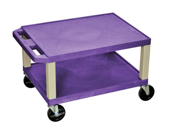 Purple 16 Inch Two Shelf AV Push Cart