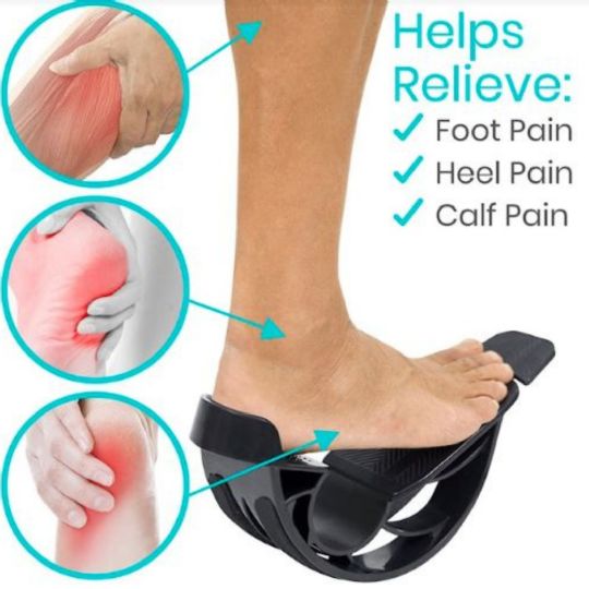 Relieves foot, heel, and calf pain with effective stretching