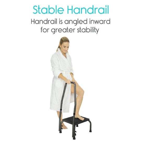 Stable handrail angled inward for enhanced safety and balance