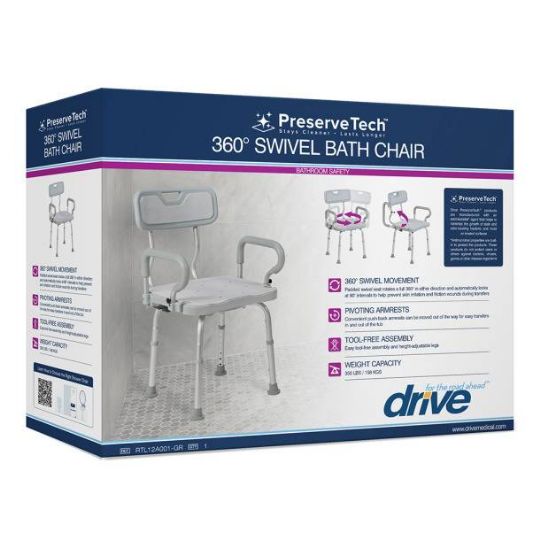 Compact preservetech 360-degree swivel bath chair for safe, comfortable transfers