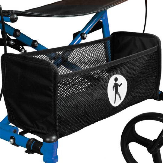 Spacious utility basket on the Hugo Sidekick Walker for convenient storage