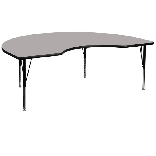 The Kidney-Shaped Preschool Table is shown above with a Grey colored top