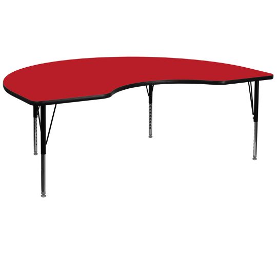 The Kidney-Shaped Preschool Table is shown above with a Red colored top