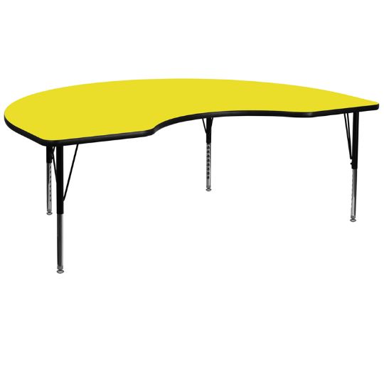 The Kidney-Shaped Preschool Table is shown above with a Yellow colored top