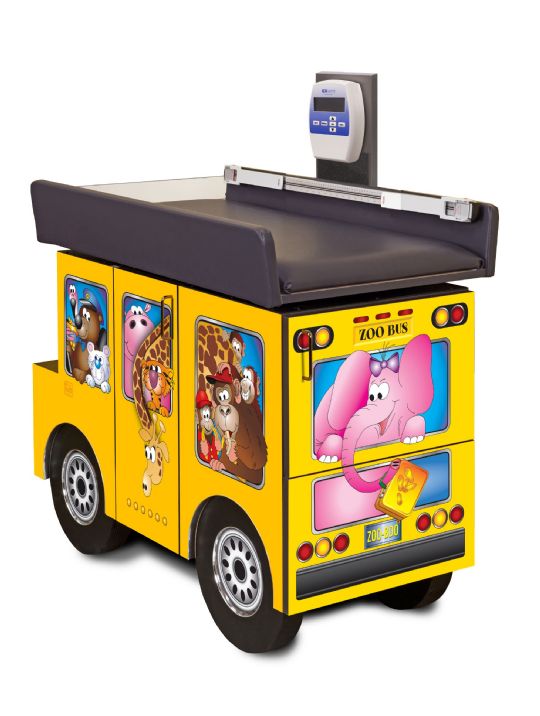 Back view of the Zoo Bus Pediatric Scale Table 