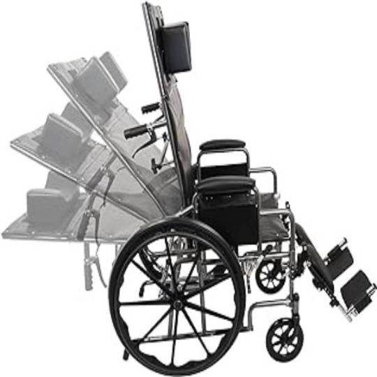 Pictured is the full range of motion for the wheelchair