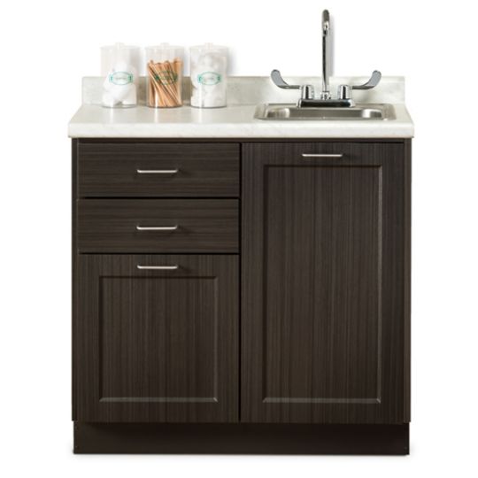 Base Cabinet in Twilight with White Carrara Postform Countertop (Accessories Not Included)