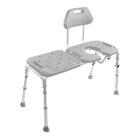 Bath Transfer Bench with Cutout Shower Seat Deluxe All Access Blue Adjustable Tub and Shower Chair for Transfers