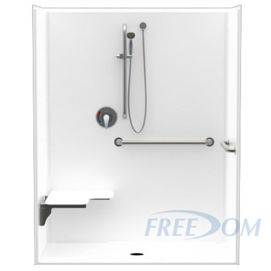 ADA Compliant Roll In Shower - Left Configuration (Shown in Optional Accessories [NOT INCLUDED])