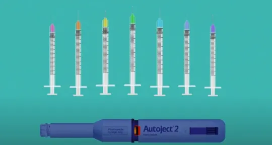 This device works with a number of fixed syringes. 