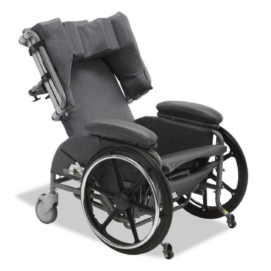 Broda Latitude Pedal Wheelchair (Rocking) (48R) in charcoal with front mag wheel package.

